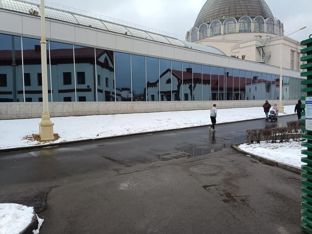 Установка декоративной пленки Black Out, г. Москва, ВДНХ — тонировка окон плёнкой Black Out (Черная непрозрачная) в Москве